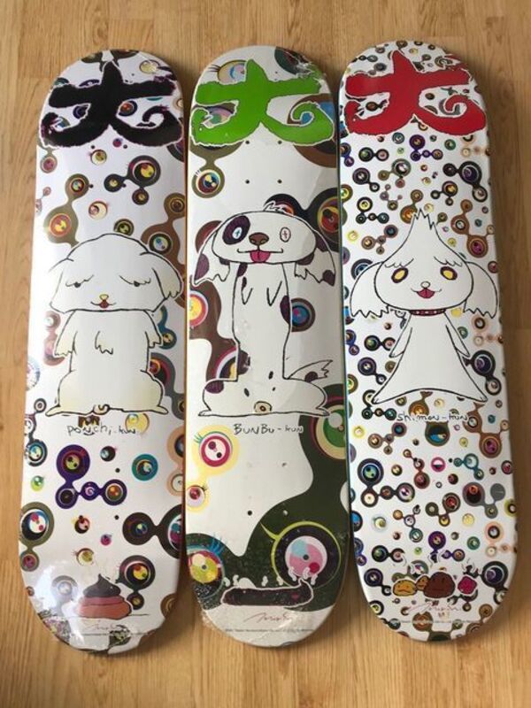 Takashi Murakami, ‘Triptych Skate Decks’, 2007, Other, Silkscreen on maple wood with mounting hinges, Artsy x Capsule Auctions