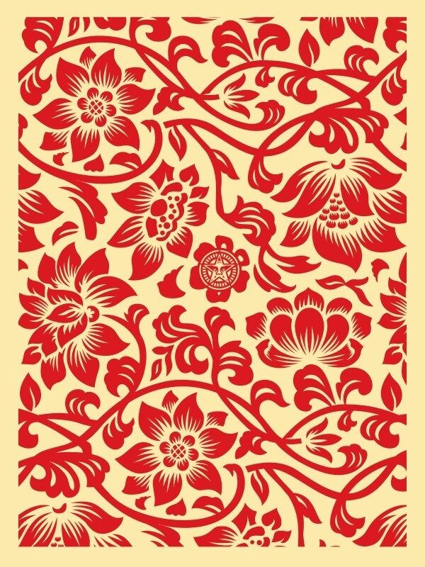 Shepard Fairey, ‘Floral Takeover (Red/Cream)’, 2017, Print, Screen Print, Dope! Gallery