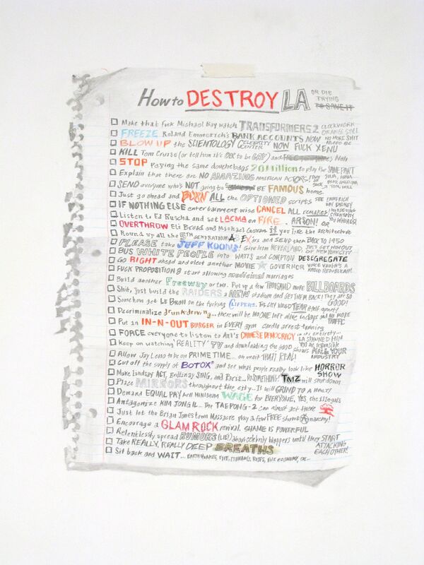 William Powhida, ‘How to Destroy LA’, 2012, Drawing, Collage or other Work on Paper, Archival Pigment Print, Charlie James Gallery