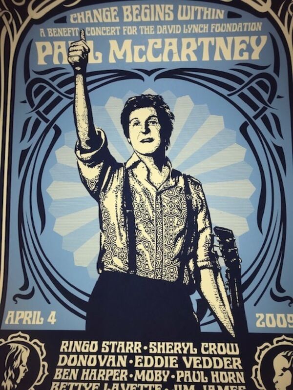 Shepard Fairey, ‘"Paul McCartney NYC Change Begins Within" Blue Edition’, 2009, Print, Screen Print On Thick Speckle Tone Paper, New Union Gallery