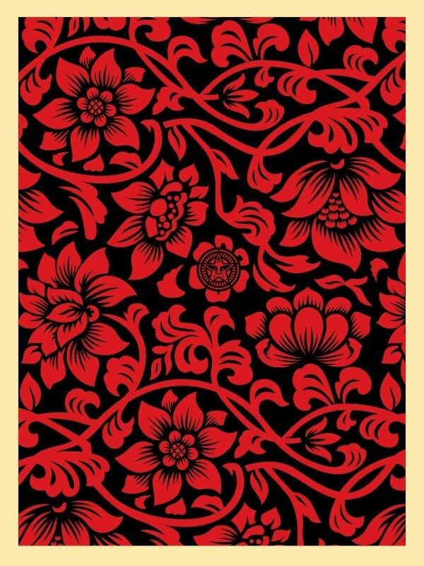 Shepard Fairey, ‘Floral Takeover (red/black)’, 2017, Print, Rudolf Budja Gallery