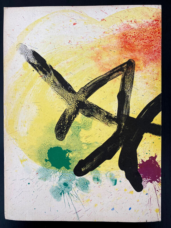Joan Miró, ‘Original Edition of the Catalogue “Sculpted chestnuts for Miró” / “Marrons sculptés pour Miró”’, 1961, Print, 1 original lithograph in colours by Joan Miró for the double-page cover of the catalogue, Galerie Fahid Taghavi
