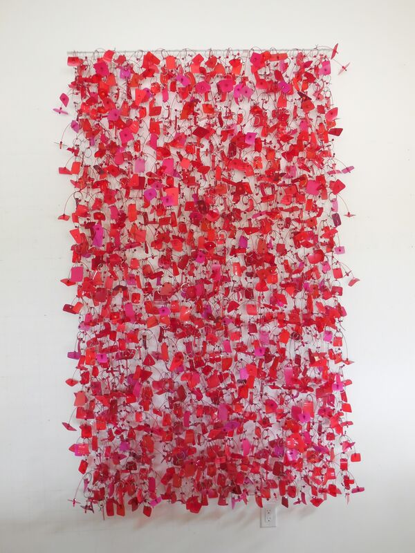 John Garrett, ‘Red Hot’, 2016, Sculpture, Nickel & aluminum wire, plastic line, recycled plastic ware, beads, mixed media, Duane Reed Gallery