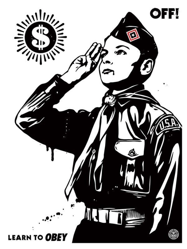 Shepard Fairey, ‘Learn To Obey’, 2014, Print, Screen print on cream Speckletone paper, Dope! Gallery