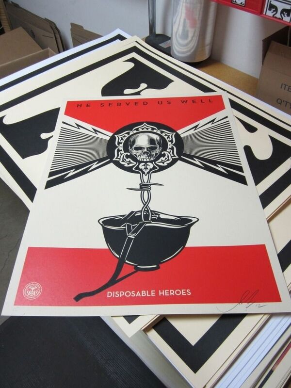 Shepard Fairey, ‘Disposable Heroes’, 2012, Print, Cream speckle tone paper, AYNAC Gallery