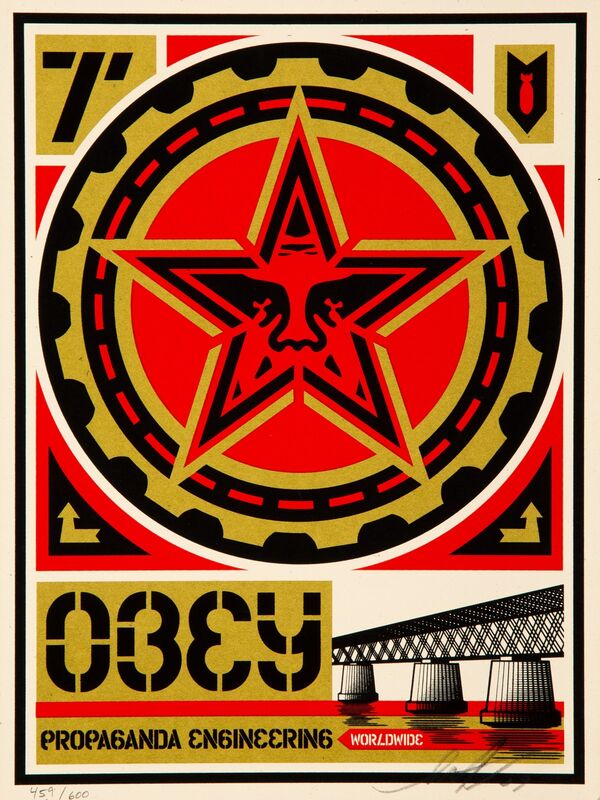 Shepard Fairey, ‘Propoganda Engineering, from 20 Year Retro Series’, 2009, Print, Screenprint in colors on cream speckled paper, Heritage Auctions