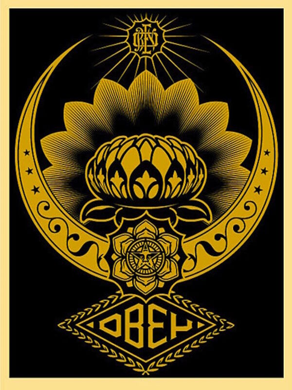 Shepard Fairey, ‘Lotus Ornament Gold’, 2008, Print, Screenprint, Gregg Shienbaum Fine Art