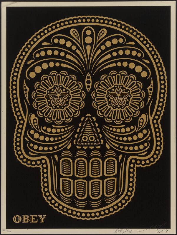 Shepard Fairey, ‘Dia de los Muertos’, 2008, Print, Screenprint in colors on speckled cream paper, Heritage Auctions