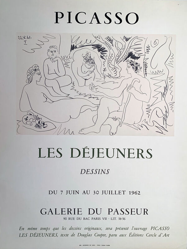 Pablo Picasso, ‘Picasso Les Dejeners Dessins, Galerie du Passeur Gallery Poster’, 1962, Posters, Original Lithographic Poster, David Lawrence Gallery
