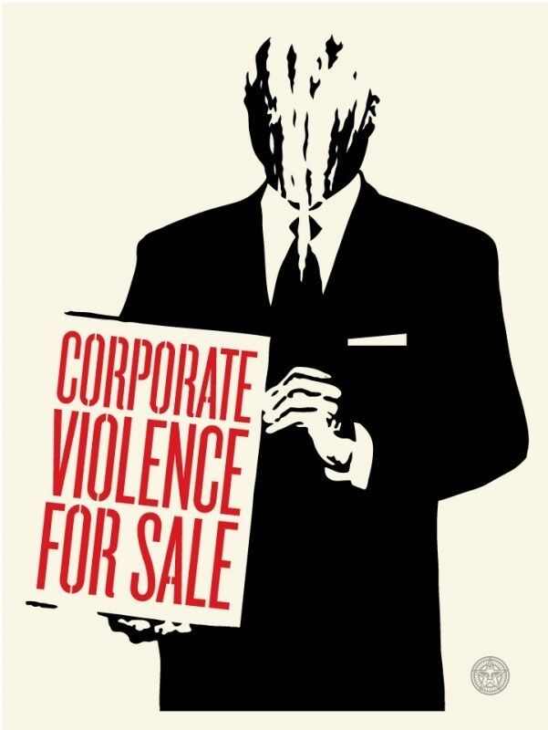 Shepard Fairey, ‘Corporate violence for sale’, 2011, Print, Screenprint in colours on paper, DIGARD AUCTION