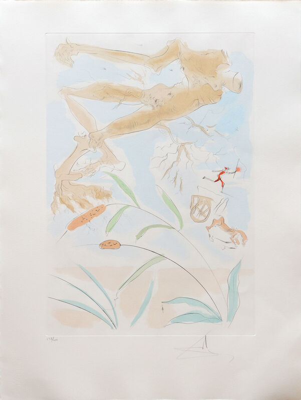 Salvador Dalí, ‘La Chéne et le Roseeau. (The Oak and the Reed.)’, 1974, Print, Drypoint etching on Arches paper with hand colouring by pochoir, Peter Harrington Gallery