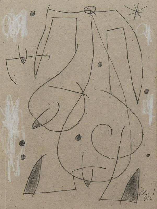 Joan Miró, ‘Femme, oiseau, étoile,constellation’, 1977, Drawing, Collage or other Work on Paper, Pencil on paper, HELENE BAILLY GALLERY