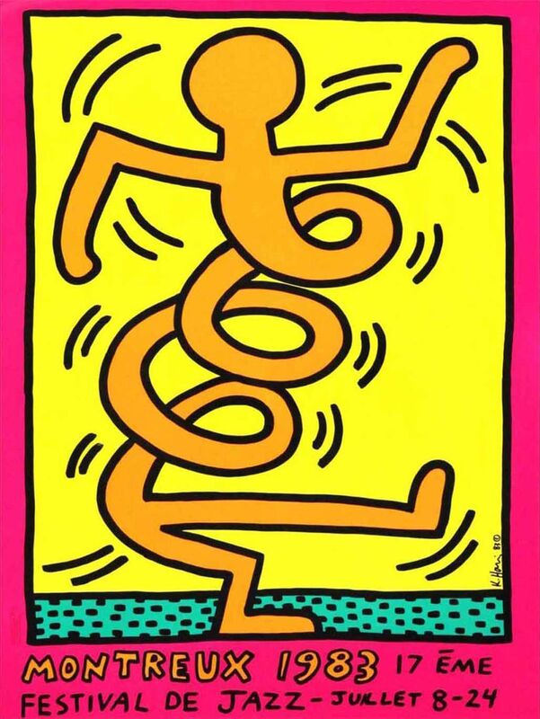 Keith Haring, ‘Montreux Jazz Festival, 1983 (Pink)’, 1983, Print, Lithograph in colours with text With artist’s printed signature and date, Hicks Contemporary