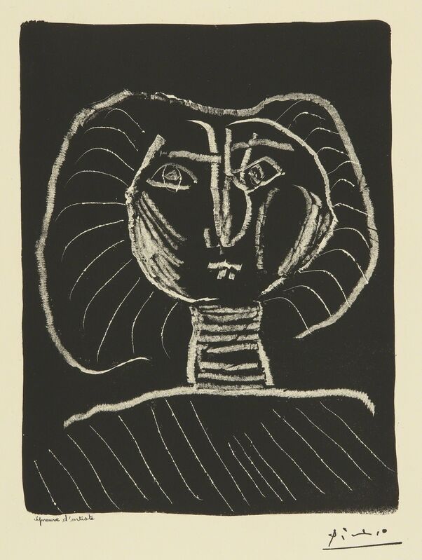 Pablo Picasso, ‘Tête de femme fond noir (B. 376; Mourlot 2)’, 1945, Print, Lithograph, Sotheby's