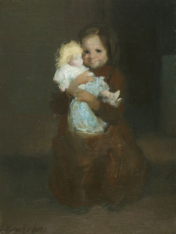 George Benjamin Luks, ‘Child with Doll’, ca. 1905, Painting, Oil on canvas, Debra Force Fine Art