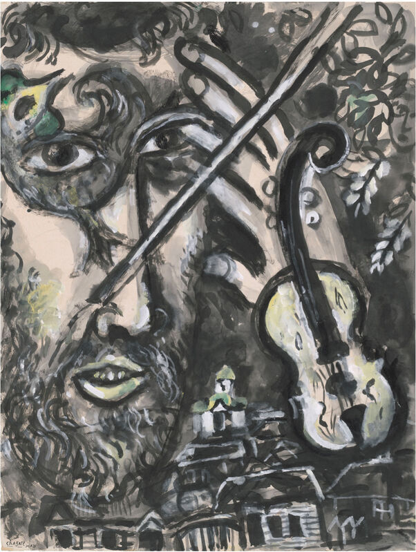 Marc Chagall, ‘Le Violoniste’, 1961, Painting, Gouache , india ink and wash on paper, Opera Gallery