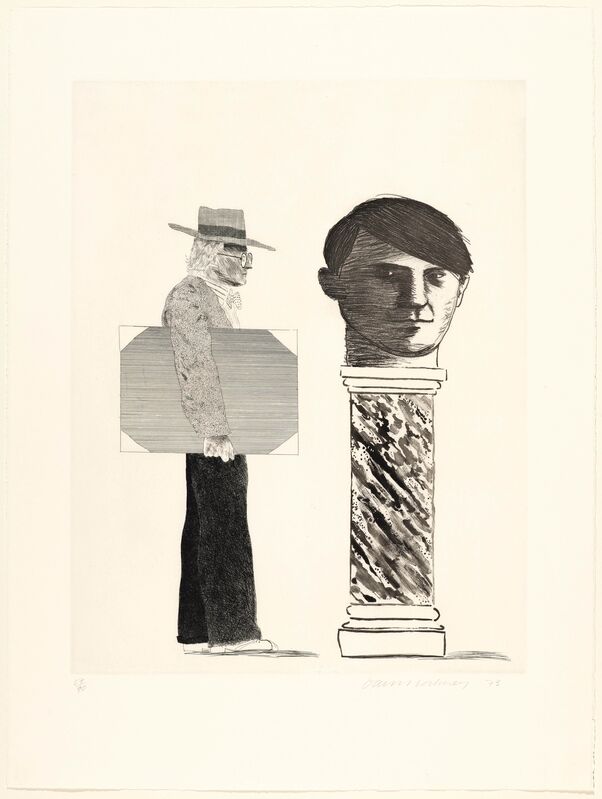 David Hockney, ‘The student: homage to Picasso’, 1973, Print, Etching, Koller Auctions