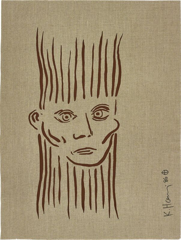 Keith Haring, ‘Portrait of Joseph Beuys, from For Joseph Beuys’, 1986-87, Print, Screenprint in brown, on canvas., Phillips