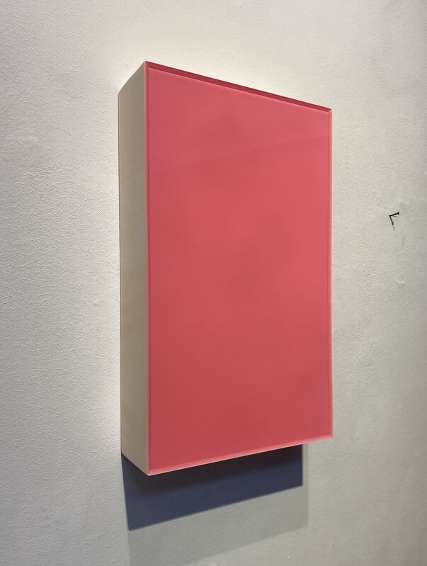 Nicolo' Baraggioli, ‘Untitled (P. 20 n. l)’, 2020, Sculpture, Wooden box with retro painted (in white) pink plexiglass sheet, Sebastian Fath Contemporary 