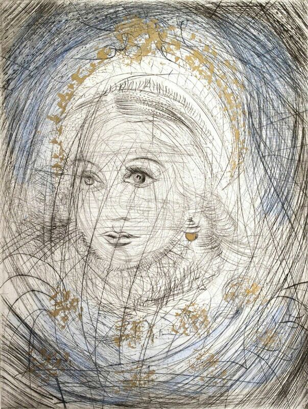 Salvador Dalí, ‘ The Night of Walpurgis Faust - Goethe Series: "Portrait of Marguerite." ’, 1969, Print, Original hand colored copper etching on Arches paper., Off The Wall Gallery