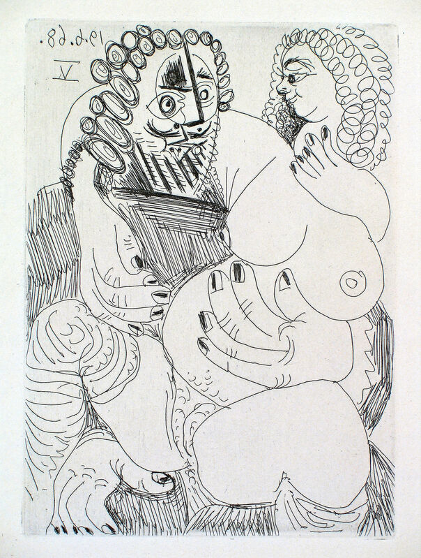 Pablo Picasso, ‘Grosse Prostituée sur les Genoux d'un Barbu’, 1968, Print, Etching and aquatint, Goldmark Gallery