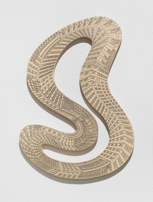 Vasco Mourão, ‘Ouroborus. Drawing on Wood No. 11’, 2019, Mixed Media, Ink on painted plywood, Underdogs Gallery