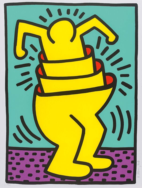 Keith Haring, ‘Untitled (Cup Man)’, 1989, Print, Colour silkscreen on card., Van Ham