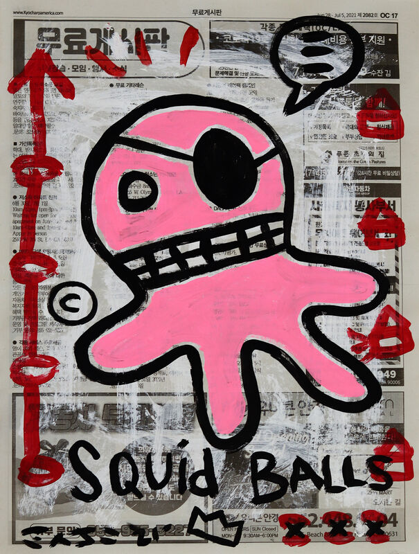 Gary John, ‘Squid Balls’, 2021, Painting, Acrylic on Newspaper, Artspace Warehouse