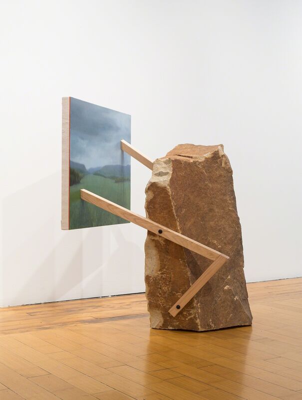 Mike Womack, ‘Landscape Painting 3 (Rock)’, 2018, Sculpture, Oil on linen with wood and rock, David B. Smith Gallery