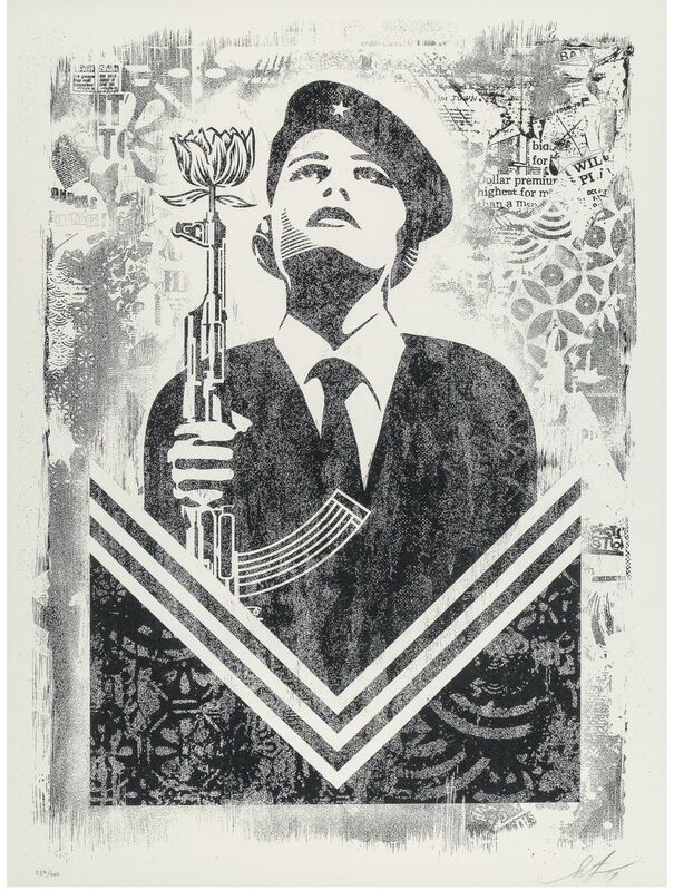 Shepard Fairey, ‘Damaged Stencil Series: Peace Guard 2’, 2017, Print, Offset print on paper, Taglialatella Galleries