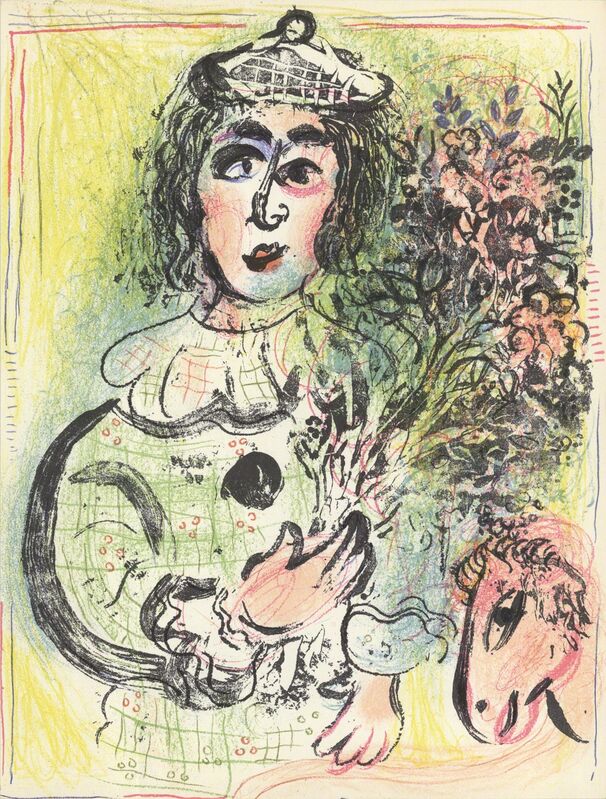 Marc Chagall, ‘Clown with Flowers’, 1963, Print, Color Lithograph, ArtWise