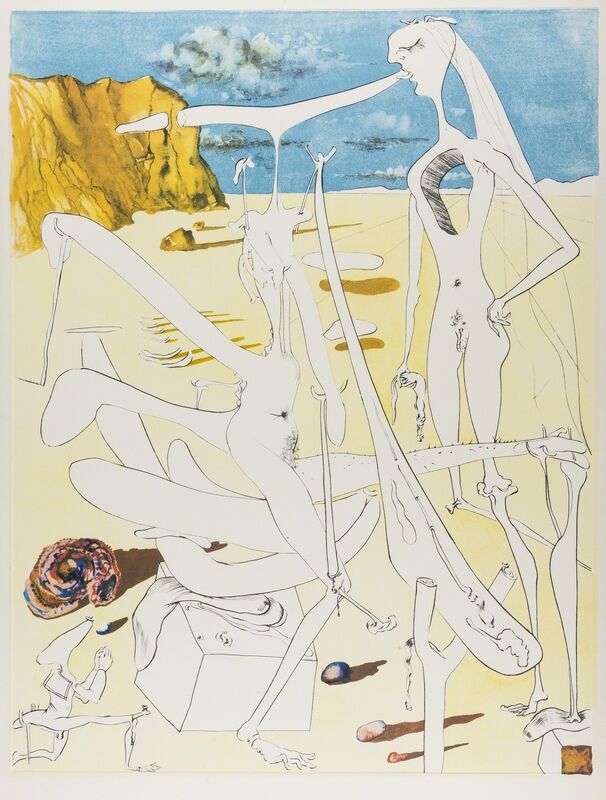 Salvador Dalí, ‘Infra-terrestres adorés par Dalí à 5 ans car il se croyait insecte (M & L 649)’, 1974, Print, Drypoint with embossing printed in colours, Forum Auctions