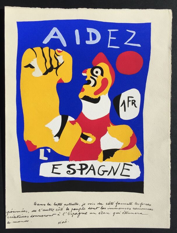 Joan Miró, ‘Aidez L’Espagne (D. 17)’, 1937, Print, Pochoir, Denis Bloch Fine Art