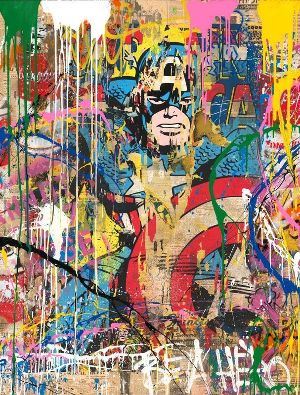 Mr. Brainwash, ‘Captain America’, 2019, Painting, Mixed media on paper, The Art Dose 