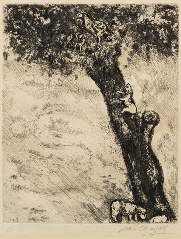 Marc Chagall, ‘L'aigle, la laie et la chatte’, 1927-30, Print, Etching, Hindman