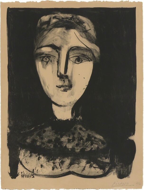Pablo Picasso, ‘TÊTE DE JEUNE FEMME (B. 458; MOURLOT 106)’, 1947, Print, Lithograph, Doyle