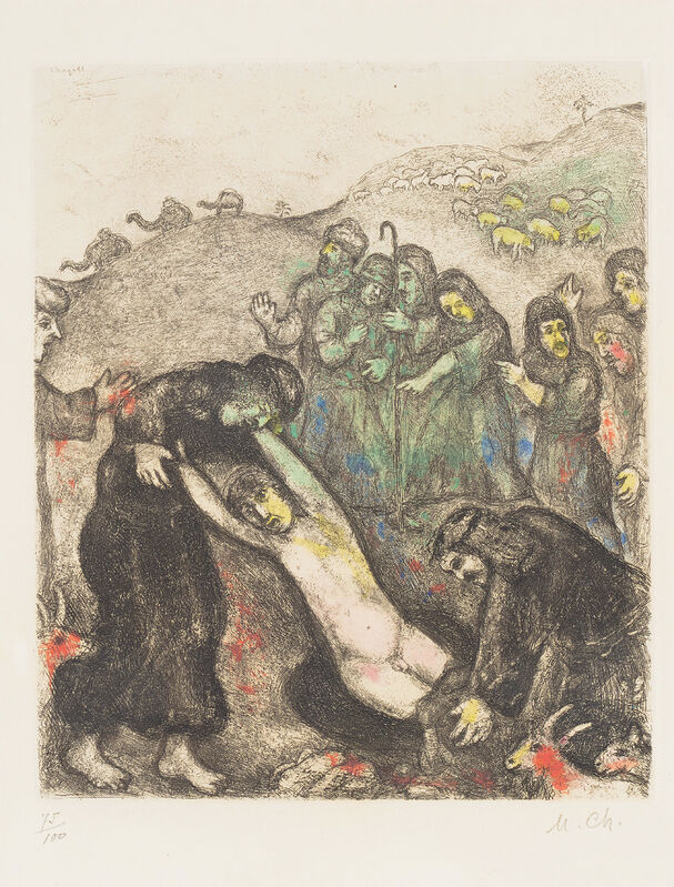 Marc Chagall, ‘Joseph et ses frères (Joseph and his Brothers), plate 18 from La Bible’, 1931-39, Print, Etching and aquatint with hand-colouring in watercolour, on Arches paper, with full margins., Phillips