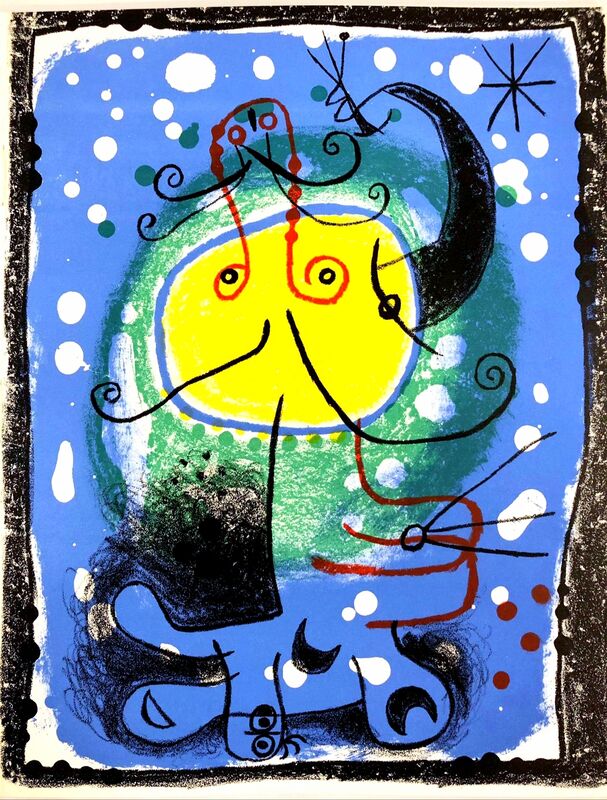 Joan Miró, ‘Personnage sur fond bleu’, 1957, Print, Original lithograph on wove paper, Samhart Gallery