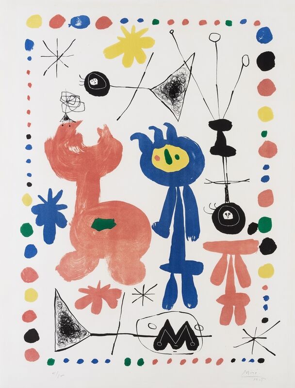 Joan Miró, ‘Figure et Oiseau (Mourlot 68)’, 1948, Print, Lithograph printed in colours, Forum Auctions