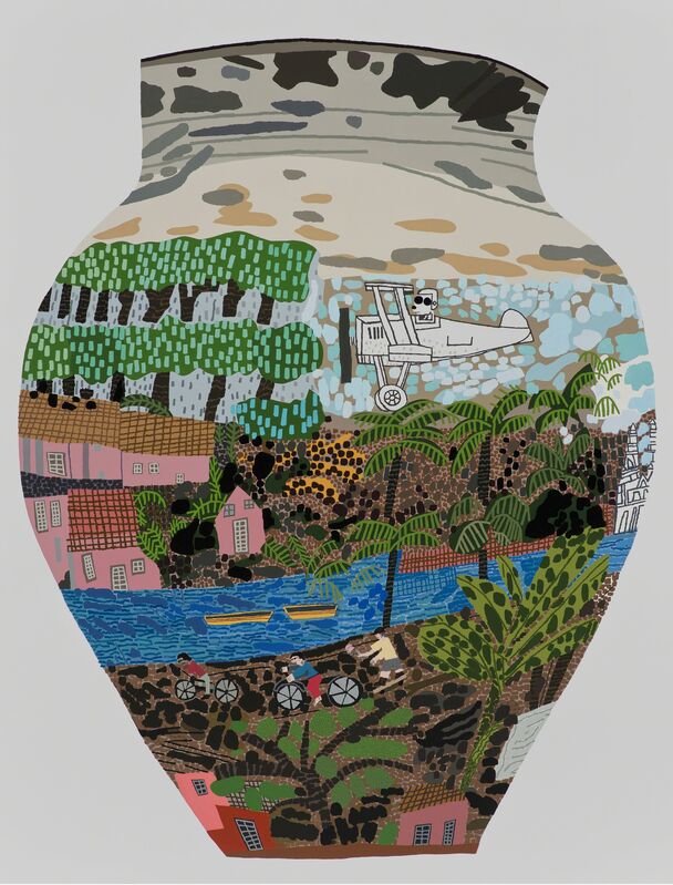 Jonas Wood, ‘Frimkess Chilean Landscape Pot’, 2015, Painting, Oil and acrylic on canvas, Gagosian