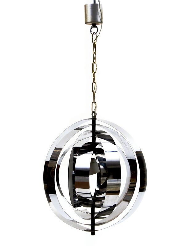Verner Panton, ‘“Moon” suspension lamp’, 1960, Design/Decorative Art, Armillary sphere structure made of concentric rings in chromed metal, Bertolami Fine Arts