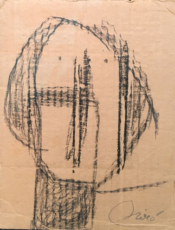 Joan Miró, ‘Tête’, 1977, Drawing, Collage or other Work on Paper, Crayons on corrugated brown cardboard, Artelandia Gallery