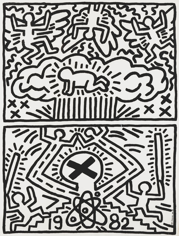 Keith Haring, ‘Nuclear Disarmament’, 1982, Print, Offset lithograph in colours on paper, Tate Ward Auctions