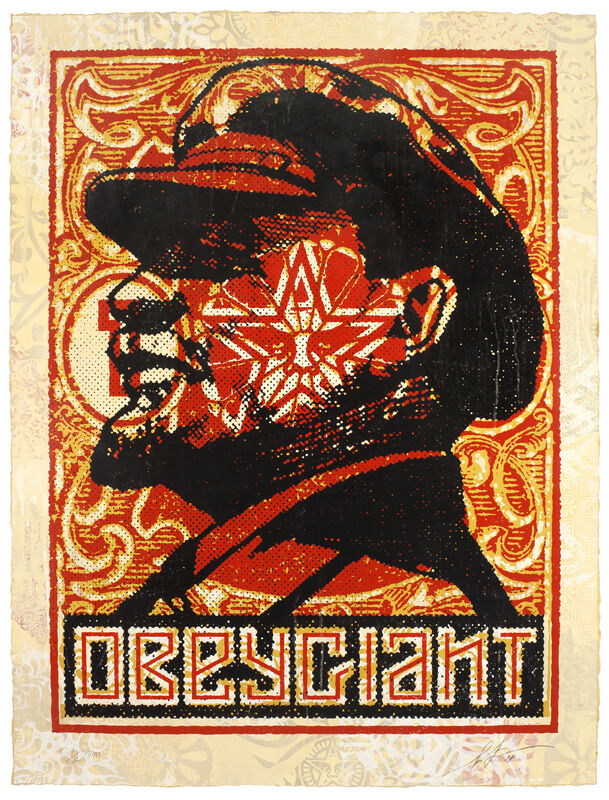 Shepard Fairey, ‘Lenin Stamp’, 2018, Drawing, Collage or other Work on Paper, Silkscreen and Mixed Media Collage on Paper, HPM (7/12), StolenSpace Gallery