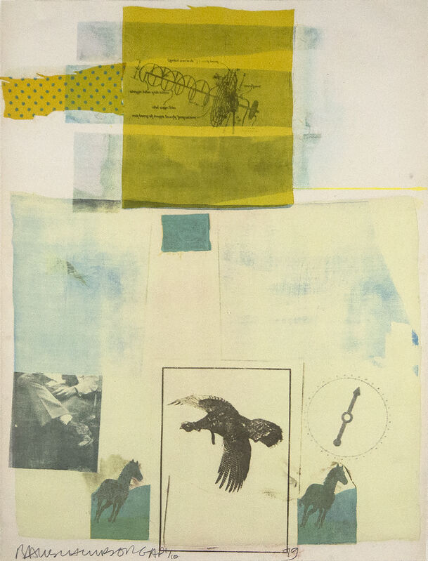 Robert Rauschenberg, ‘Why You Can't Tell #1, from portfolio of nine prints’, 1979, Print, Offset lithograph in colors with collage, Heather James Fine Art Gallery Auction
