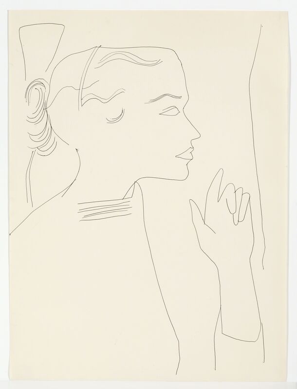Andy Warhol, ‘UNIDENTIFIED FEMALE ’, ca. 1954, Drawing, Collage or other Work on Paper, Black ballpoint pen on paper, Cheim & Read