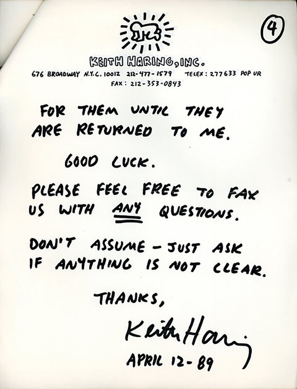 Keith Haring, ‘Keith Haring Eight Ball Book Agreement 1989’, 1989, Ephemera or Merchandise, Xerox, Lot 180 Gallery