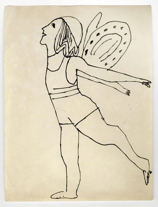 Andy Warhol, ‘Fairy’, ca. 1954, Drawing, Collage or other Work on Paper, Ink on paper, Laurence Miller Gallery