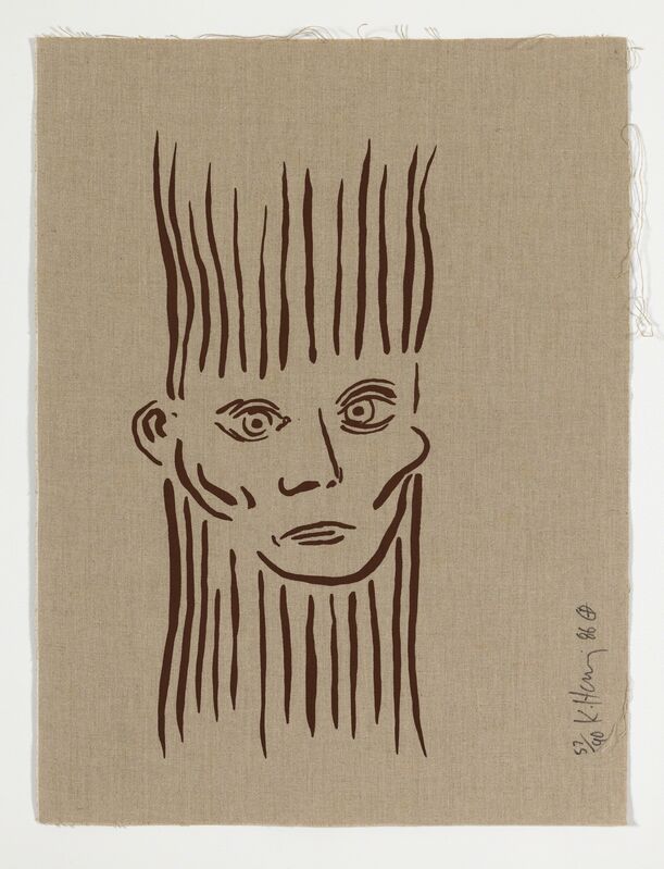 Keith Haring, ‘Joseph Beuys (Littmann p.61)’, 1986, Print, Screenprint on canvas, Forum Auctions