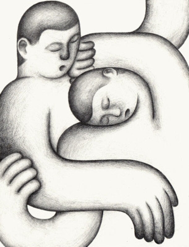 Justin Liam O'Brien, ‘Boys cuddling’, 2018, Drawing, Collage or other Work on Paper, Graphite on paper, CHART